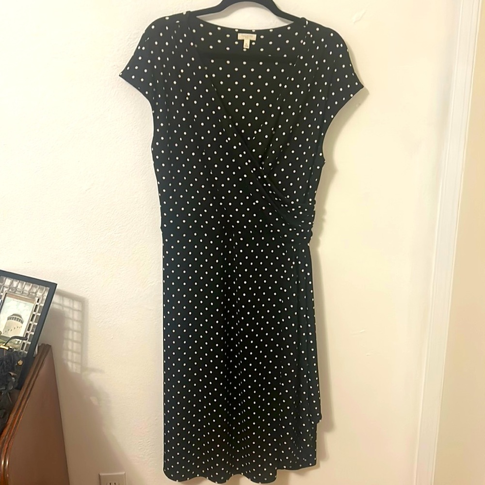 Talbots size: XL Black Dress with White Polka Dot